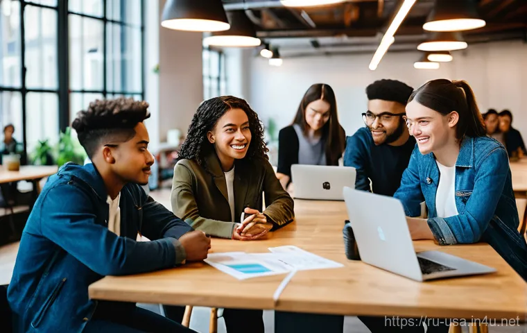 미국 노동조합 활동 - **Prompt:** "A powerful and diverse group of modern workers, including a barista in a cafe apron, an...