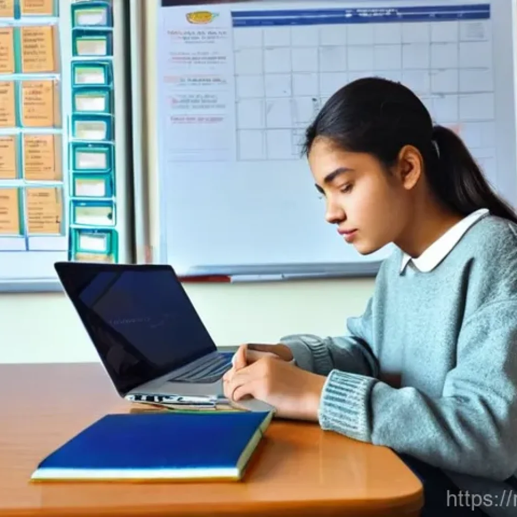 미국 유학 필수 정보 - **Prompt:** A determined young female student, appearing to be of Eastern European descent (e.g., Ru...