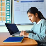 Home 22 미국 유학 필수 정보 - **Prompt:** A determined young female student, appearing to be of Eastern European descent (e.g., Ru...